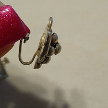 Load image into Gallery viewer, Vintage 1940s Sterling Silver Grape Bunch Brooch and Screw back earrings Set