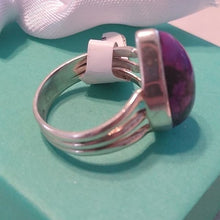 Load image into Gallery viewer, Mojave Purple Turquoise + Sterling Silver Teardrop Ring, Size 8
