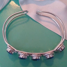 Load image into Gallery viewer, Swiss Blue Topaz + Sterling Silver 925 Bangle Bracelet