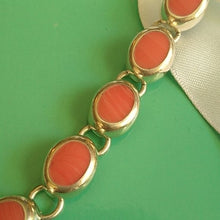 Load image into Gallery viewer, Pink Salmon Coral + Sterling Silver Chain Bracelet Mexico, 7&quot;
