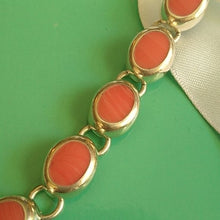 Load image into Gallery viewer, Pink Salmon Coral + Sterling Silver Chain Bracelet Mexico, 7"