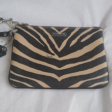 Load image into Gallery viewer, Coach F51099 Zebra Print Small Wristlet, SV/Black