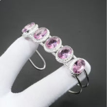 Load image into Gallery viewer, Pink Kunzite + Sterling Silver 925 Bangle Bracelet