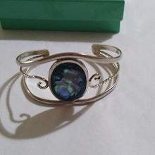 Load image into Gallery viewer, Alpaca Silver Tone Mexico Abalone Shell Cuff B…

