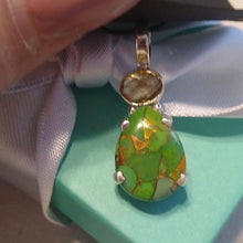 Load image into Gallery viewer, Green Mojave Turquoise + Citrine Sterling Silver 925 Teardrop Pendant
