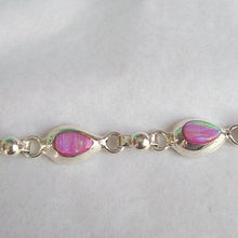 Load image into Gallery viewer, Pink Fire Opal + Sterling Silver Chain Bracelet Mexico, 8&quot;
