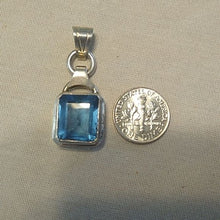 Load image into Gallery viewer, Cushion cut 10ct London Blue Topaz in Sterling Silver 925 Pendant