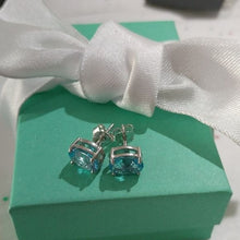 Load image into Gallery viewer, Large Blue Topaz 925 Stud Earrings