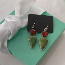 Load image into Gallery viewer, Vintage David Troutman Sterling SILVER CREATIONS Amber + Turquoise Earrings
