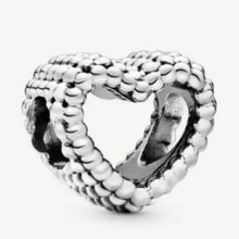 Load image into Gallery viewer, Beaded Open Heart Charm Sterling Silver 925 ALE -797516