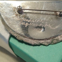 Load image into Gallery viewer, Vintage Signed Submarine Paperworks Mixed Media + Sterling Silver Beaded Brooch