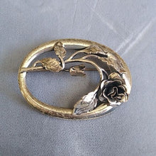 Load image into Gallery viewer, Vintage Danecraft Oval Rose Brooch 925 Sterling Silver