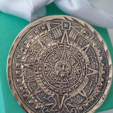 Load image into Gallery viewer, Vintage Mayan Aztec Sun Calendar Mexican Brooch Pendant Sterling Silver 925