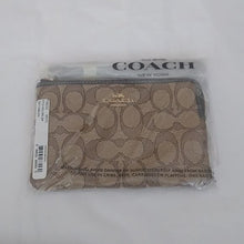 Load image into Gallery viewer, Coach Outline Signature Corner Zip Wristlet F58033 Khaki/Brown
