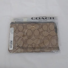 Load image into Gallery viewer, Coach Outline Signature Corner Zip Wristlet F58033 Khaki/Brown