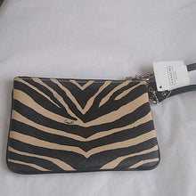 Load image into Gallery viewer, Coach F51099 Zebra Print Small Wristlet, SV/Black