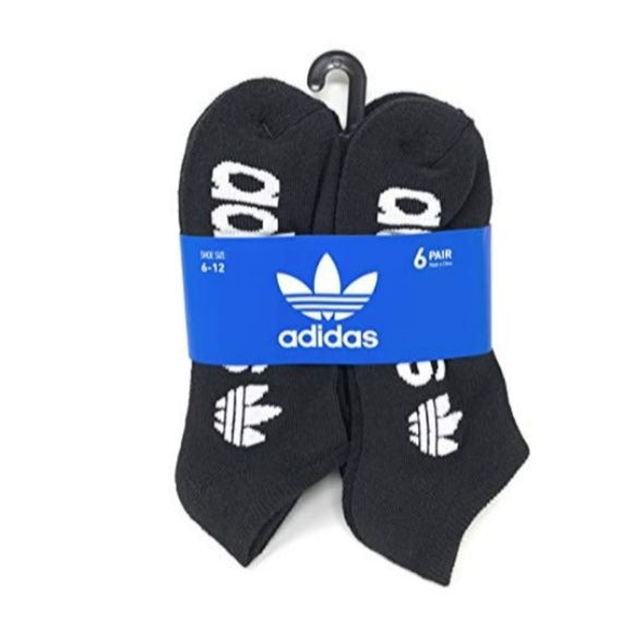 Adidas Men's Original Trefoil 6 pair No-Show Socks, Shoe Size 6-12