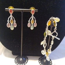 Load image into Gallery viewer, LC Lauren Conrad Chandelier Earrings ,+ Glass links 7" Bracelet set