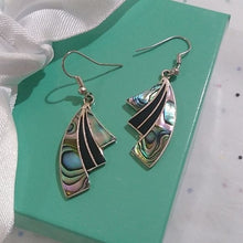 Load image into Gallery viewer, Alpaca Silver + Abalone Dangle Earrings, Mexico
