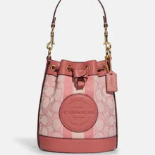 Load image into Gallery viewer, Coach C8322 Jacquard Mini Dempsey Bucket Bag Purse, IM/Taffy