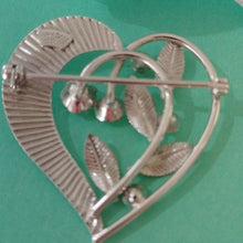 Load image into Gallery viewer, Signed Vintage Van Dell Sterling Silver Openwork Heart with Rhinestones