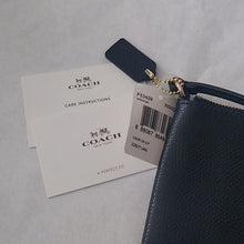 Load image into Gallery viewer, Coach Crossgrain Leather Corner Zip Wristlet, IM/Midnight