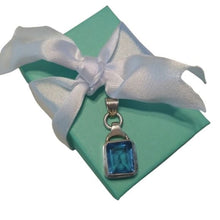 Load image into Gallery viewer, Cushion cut 10ct London Blue Topaz in Sterling Silver 925 Pendant