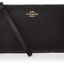 Load image into Gallery viewer, Coach Black Large Crossgrain Leather Wristlet