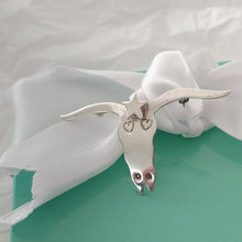 Load image into Gallery viewer, Whimsical Sterling Silver Texas Longhorn Steer Skull Brooch by V. Alexander