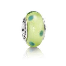 Load image into Gallery viewer, Pandora Murano Green Dot Charm 790613 Sterling Silver 925 ALE
