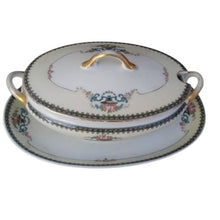 Load image into Gallery viewer, 1920s Morimura Noritake China CALAIS Covered Gravy Boat w/ Attached Plate