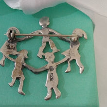 Load image into Gallery viewer, Vintage Sterling Silver Ring Around the Rosie, Circle of Friends Brooch Pin