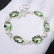 Load image into Gallery viewer, Green Apetite + Sterling Silver Chain Toggle Bracelet, up to 8"