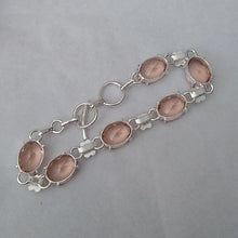 Load image into Gallery viewer, Morganite + Sterling Silver Chain Toggle Bracelet, up to 8"