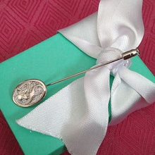 Load image into Gallery viewer, Vintage Art Nouveau Sterling Silver Oval Stick Pin, Swaying Flower