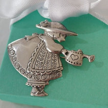 Load image into Gallery viewer, Vintage Mary Engelbreit ME INK Sterling Silver Girl With Watering can Brooch 925