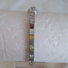 Load image into Gallery viewer, DJB 925 Sterling Silver Multicolor Stones Rainbow Tennis Bracelet 7" with safety