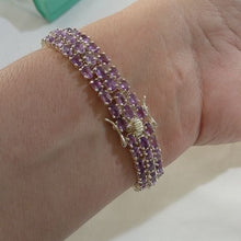 Load image into Gallery viewer, Sterling Silver + Amethyst 3 Row Bracelet