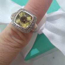 Load image into Gallery viewer, Sterling Silver 925 + 14k Prasiolite Ring, Size 7