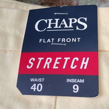 Load image into Gallery viewer, Chaps Men’s Flat Front Stretch Shorts Yellow 100% Cotton Washed Twill Chino, 40"