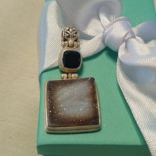 Load image into Gallery viewer, 925 Sterling Silver Onyx &amp; Agate Druzy Pendant
