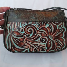Load image into Gallery viewer, Patricia Nash P778133  Tooled Turquoise Bacoli Crossbody Bag Purse
