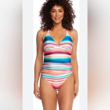 Load image into Gallery viewer, La Blanca Halter Crossback Mio Solar Stripe one piece Swimsuit, 10