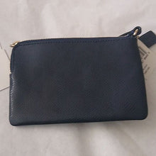 Load image into Gallery viewer, Coach Crossgrain Leather Corner Zip Wristlet, IM/Midnight