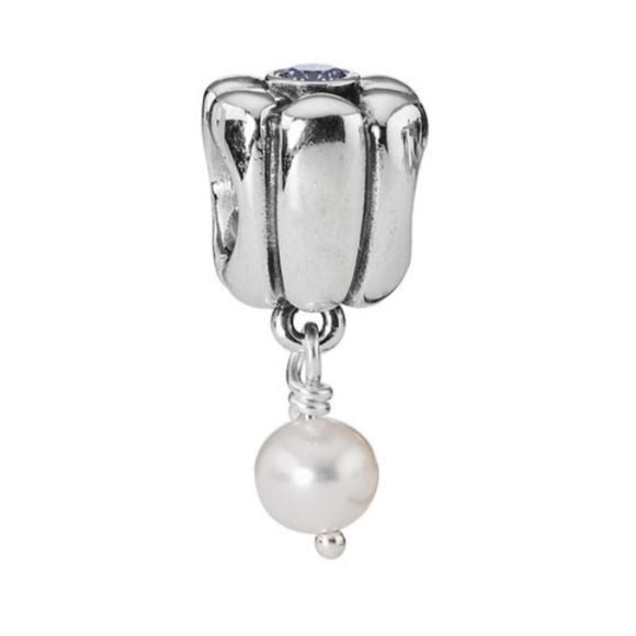 Pre-Owned Pandora Hanging Pearl Charm SS + Lavender CZ 790208LCZ ALE 925