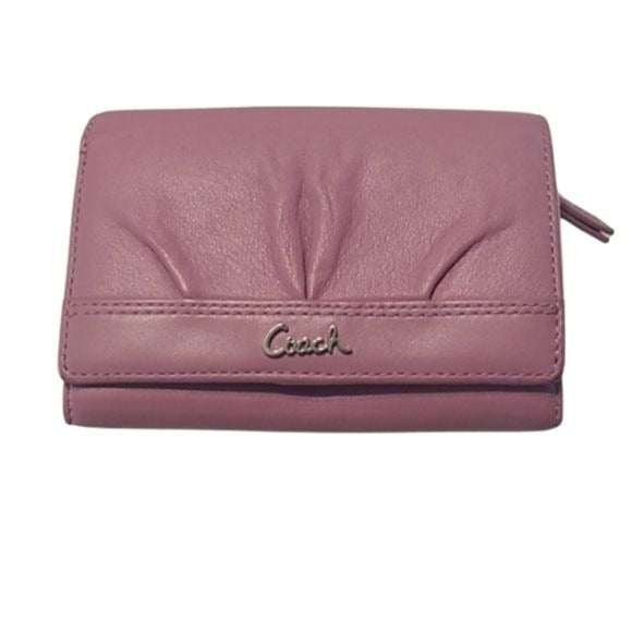 Coach Soho Pleated Leather Compact Clutch, Silver/Rose
