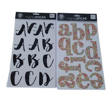 Load image into Gallery viewer, Mambi Sticks Alphabet Stickers Black + Craft Confetti, 20 sheets total