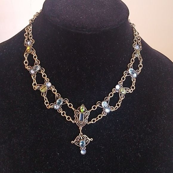 Vintage Mary DiMarco Necklace Blue and Green Stones