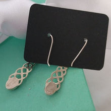 Load image into Gallery viewer, 925 Sterling Silver Long Celtic Knot w/ Lapis Lazuli Oval Cabs Earrings
