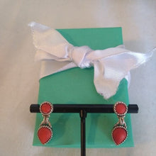 Load image into Gallery viewer, Teardrop Dangle Orange Coral 925 Sterling Silver Earrings